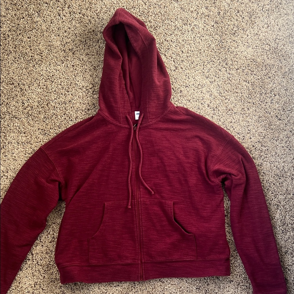Old Navy Maroon Knit Size Small Cropped Hoodie